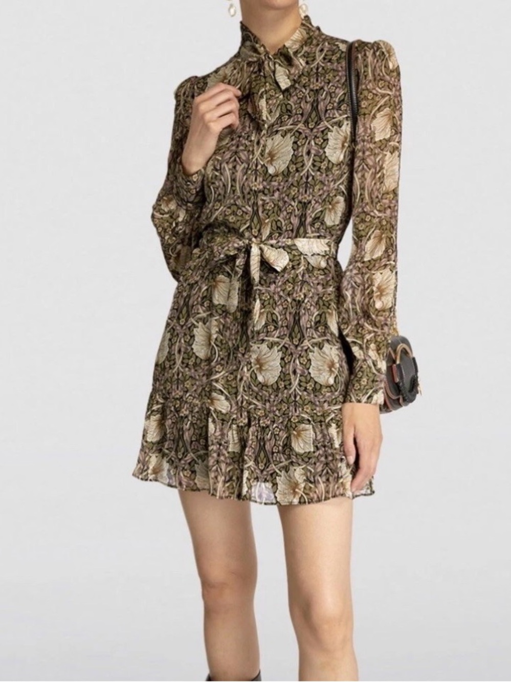 Rare Morris & Co x PAIGE l Vittoria Art Nouveau Floral Silk Georgette Mini Dress